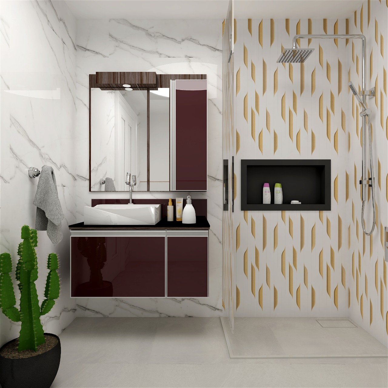 CONJ BALCAO 90 CM MAZZU - MASSIMO CUBA APOIO/FRENTE E TAMPO VIDRO/ SUSPENSO - Imagem 2